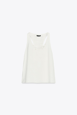 ZARA ТОП КОМБИНИРОВАННЫЙ, ЖЕЛТОВАТО-БЕЛЫЙ