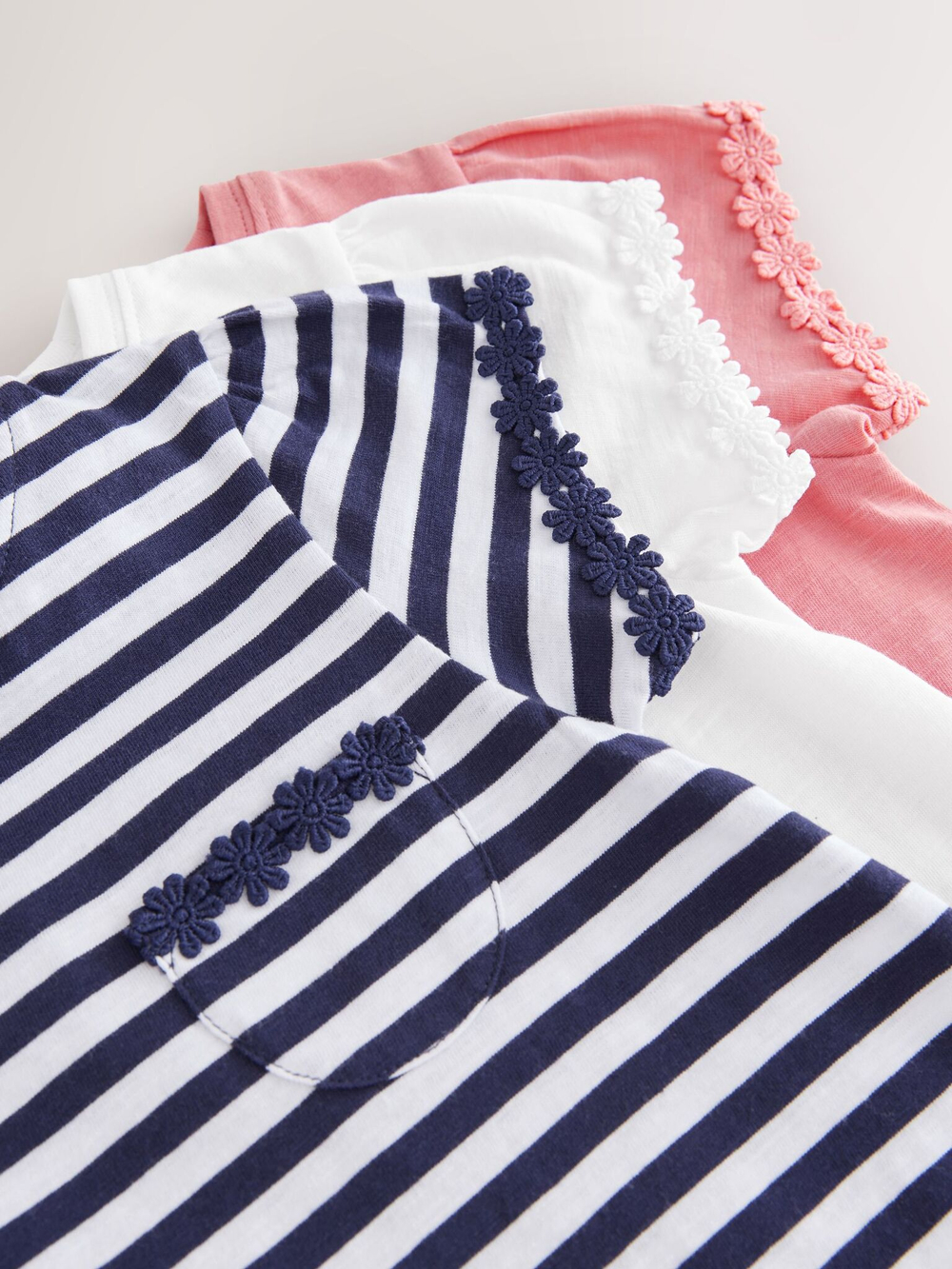 Футболка для девочки Next AG5-835, 3 шт., Розовый, Синий, Белый