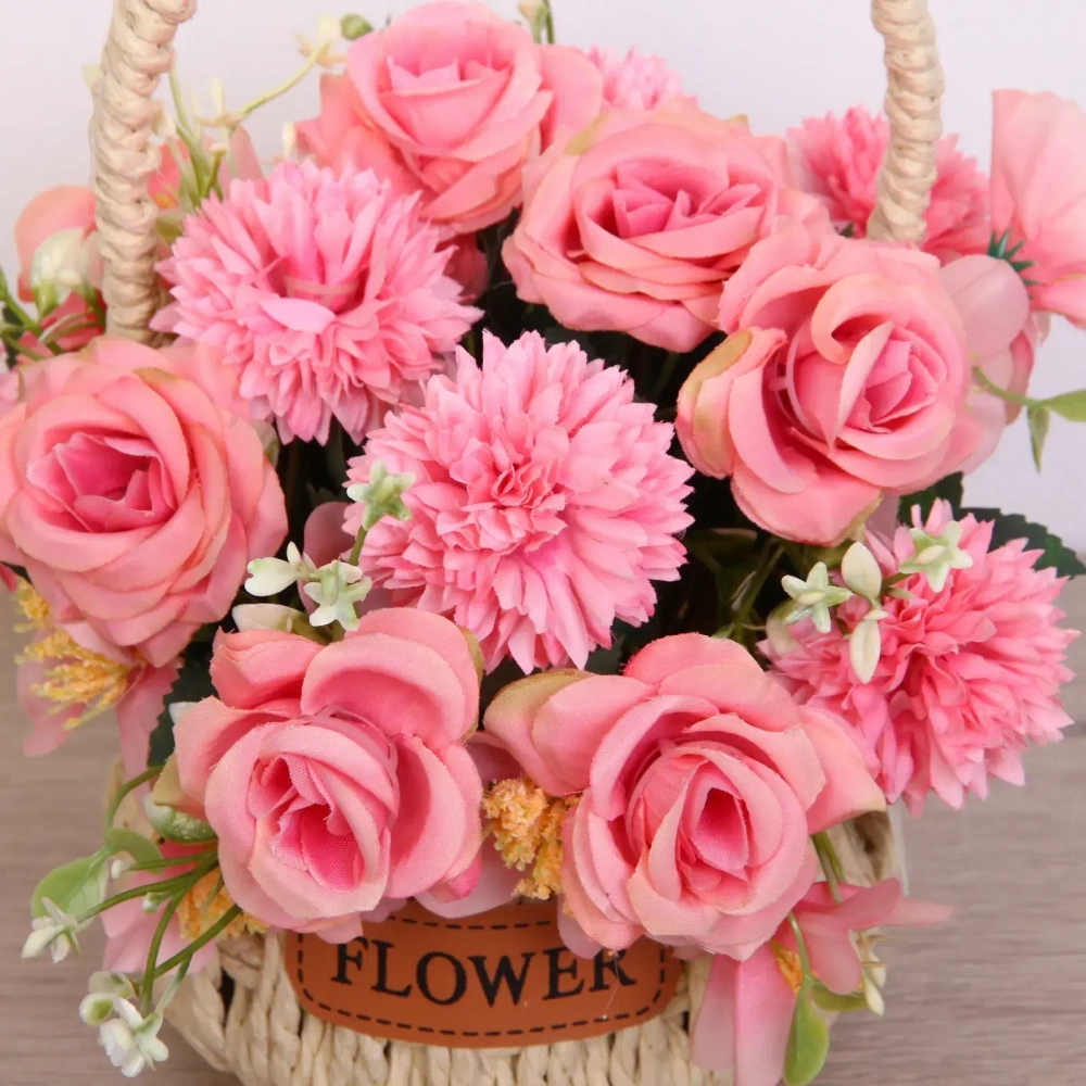 Цветочная композиция «Весенняя мелодия» 13*26см в корзинке розовый цвет