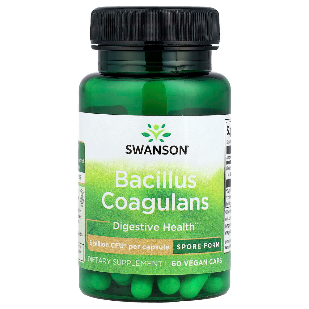 Swanson, Bacillus Coagulans, 6 млрд КОЕ, 60 веганских капсул