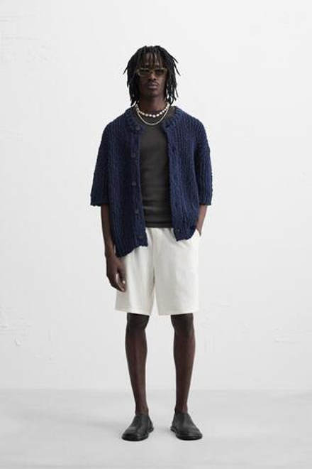 ZARA ШОРТЫ ИЗО ЛЬНА И ВИСКОЗЫ, БЕЛЫЙ