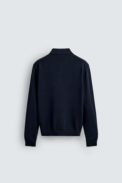 ZARA ТРИКОТАЖНОЕ ПОЛО RELAXED FIT, МОРСКОЙ СИНИЙ