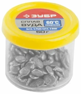 Сплав ЗУБР ВУДА (Sn12,5Pb25Cd12,5Bi50), легкоплавкий в гранулах, 50гр 55458-050