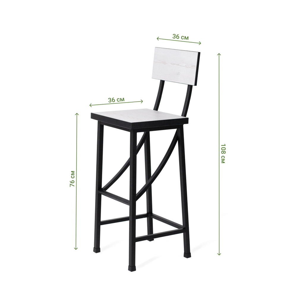 Стул барный, цвет Белая сосна/черный