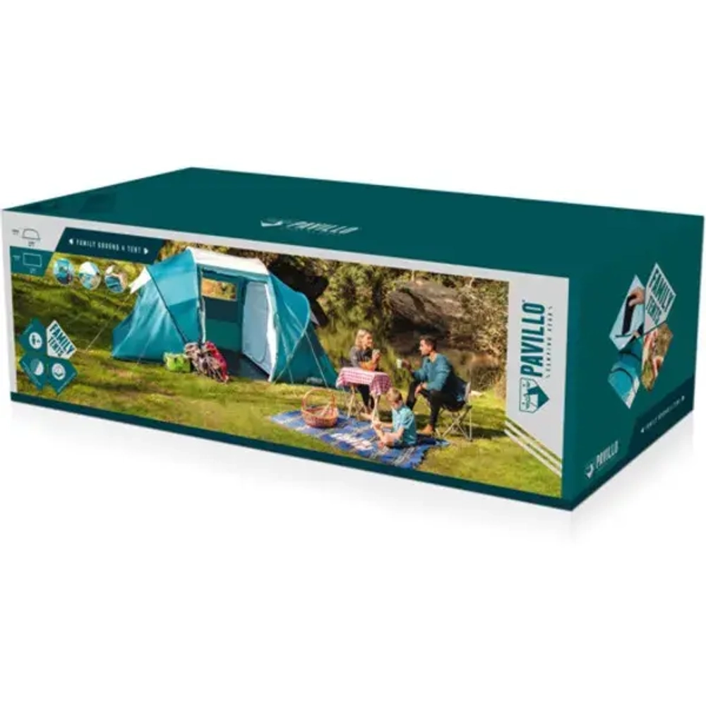 Палатка туристическая 4-местная 2-слойная Family Ground 4 Tent, размер 460*230*185 см Bestway (68093)