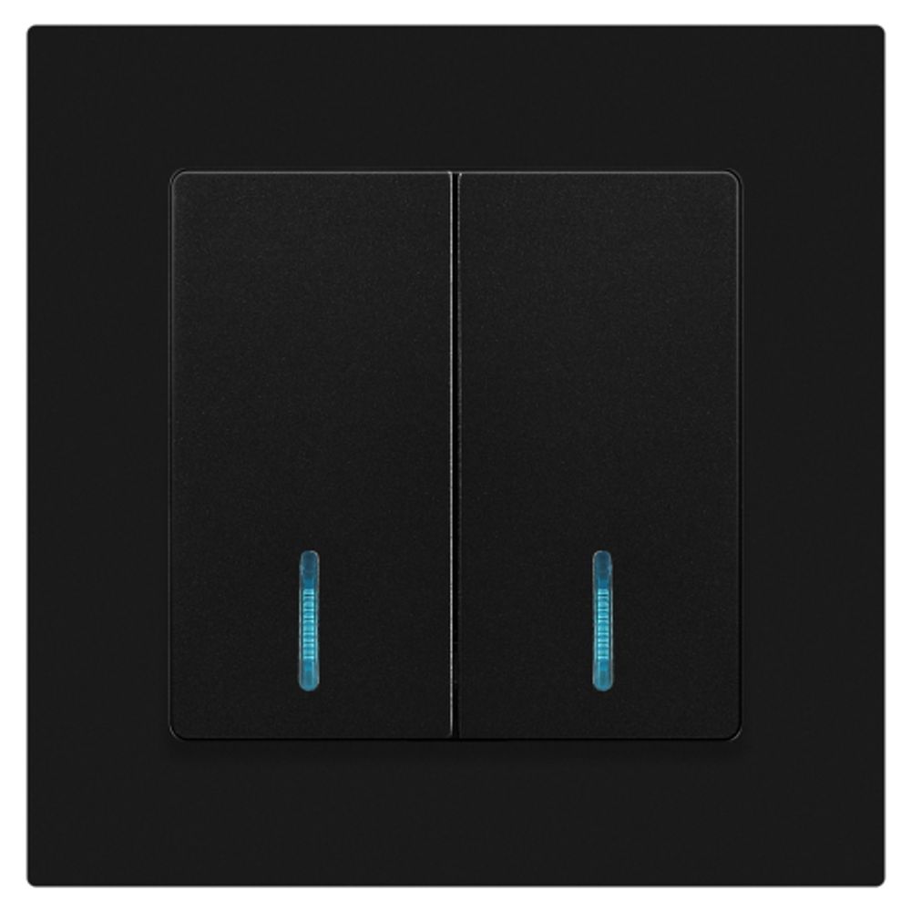 Выключатель Intro Accent 6-105-05 двойной с подсветкой, 10А-250В, IP20, СУ, AL/CU, антрацит