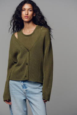 ZARA КАРДИГАН ИЗ 100% ХЛОПКА, ХАКИ