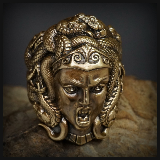 Кольцо "Медуза Горгона" латунь , 19 - 21 р