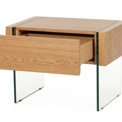 Прикроватная тумба Somerset 58x40 см, шпон дуба, стеклянные ножки