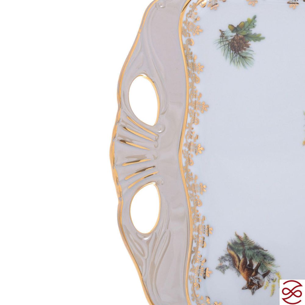 Блюдо квадратное Queen's Crown Aristokrat Охота бежевая 45*25см