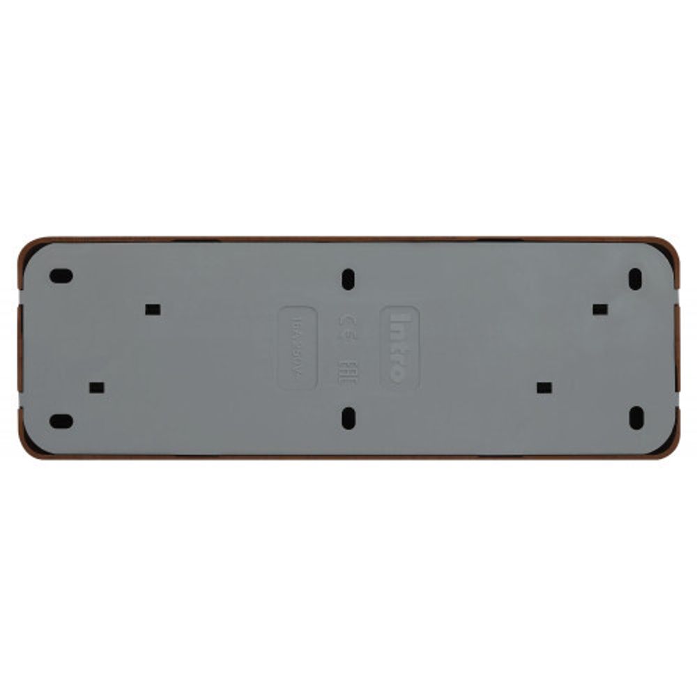 Розетка Intro Quadro 2-208-10 с заземлением четырёхместная 4х2P+E, 16А-250В, IP20, ОУ, венге