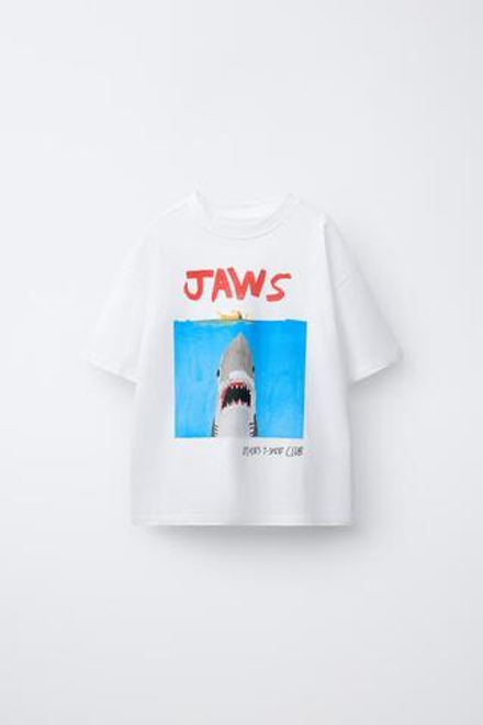 ZARA X DYLAN´S T-SHIRT CLUB ФУТБОЛКА С ИЛЛЮСТРАЦИЕЙ JAWS©, БЕЛЫЙ