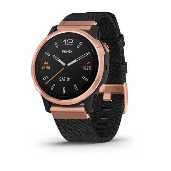 Мультиспортивные часы Garmin Fenix 6S Sapphire - розовое золото с черным нейлоновым ремешком 010-02159-37