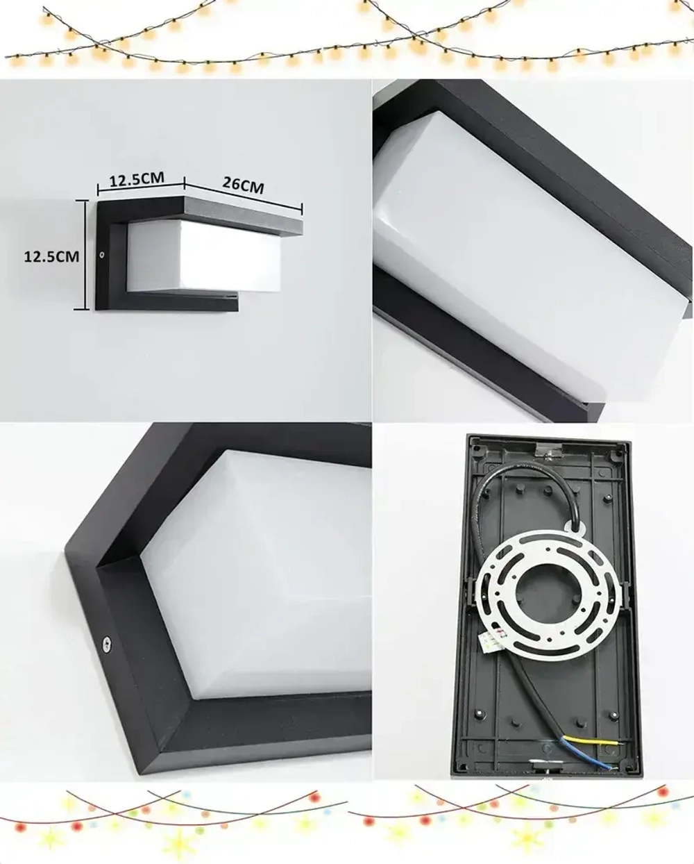 Светильник настенный светодиодный, бра, уличный фонарь с датчиком движения, влагозащищенный IP65,19 Вт, черный 4000K