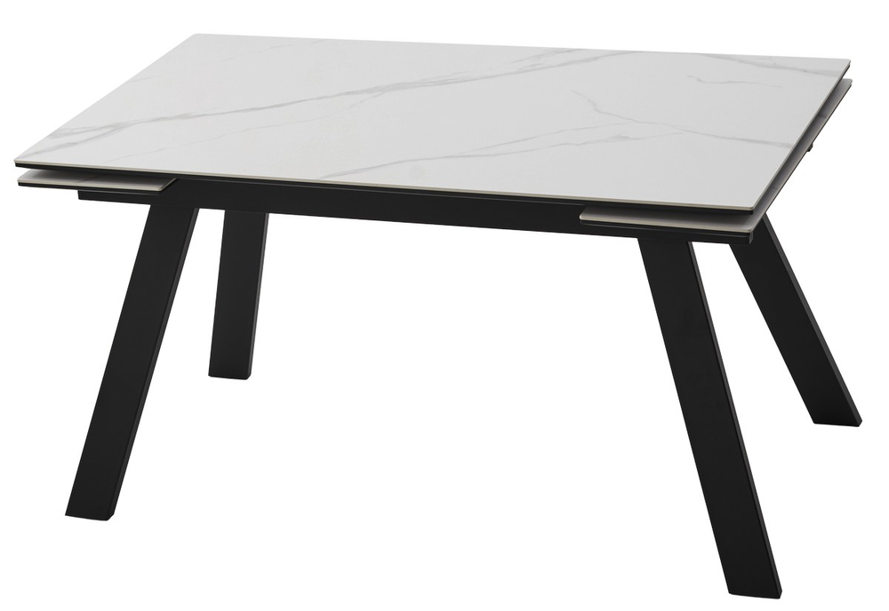 Стол МОРИС-2 140 MATTE БЕЛЫЙ МРАМОР, керамика / Черный каркас, М-City