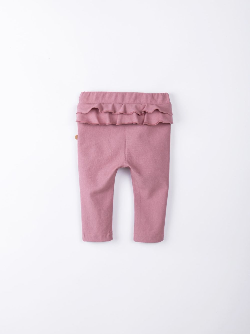 Брюки из джинскота с рюшей "Розовые" 0+