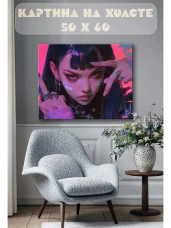 Картина на стену 40 X 50 Аниме девушка