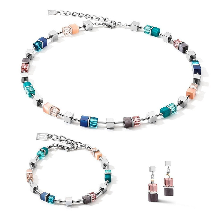 Колье Coeur de Lion Blue-Turquoise-Peach 5022/10-0751 цвет синий, серый, мульти, зеленый