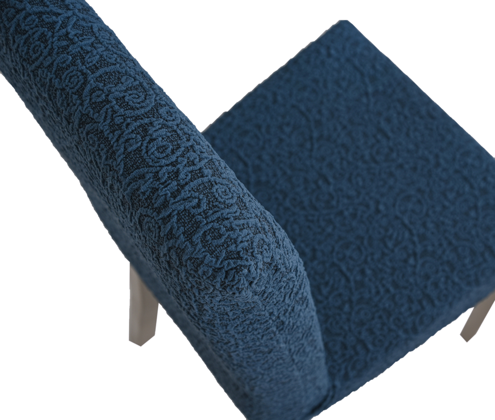 Чехол на стул без оборки Жаккард, цвет Индиго, Набор 4 шт.