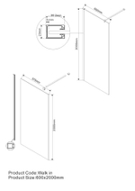 Душевая перегородка Walk-In VSW-1H600CL, 600*2000, хром, стекло прозрачное