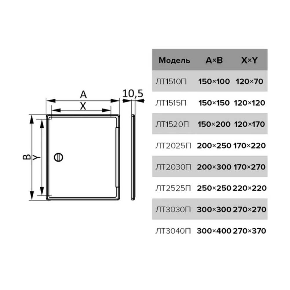 Лючок вентиляционный пластик, 300х400 мм, с ручкой-задвижкой, Эра, ЛТ3040П