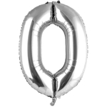 Шар фольгированный Цифра 0 101 см (Серебряный)