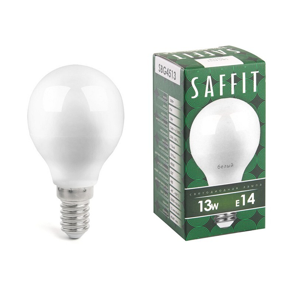 Лампа светодиодная. 13W 230V E14 4000K G45. SBG4513