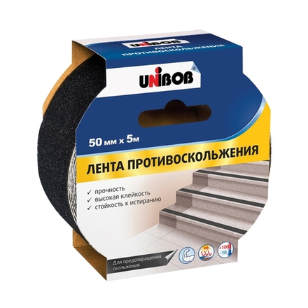 Лента клейкая Unibob противоскользящая 50 мм x 5 м, черная