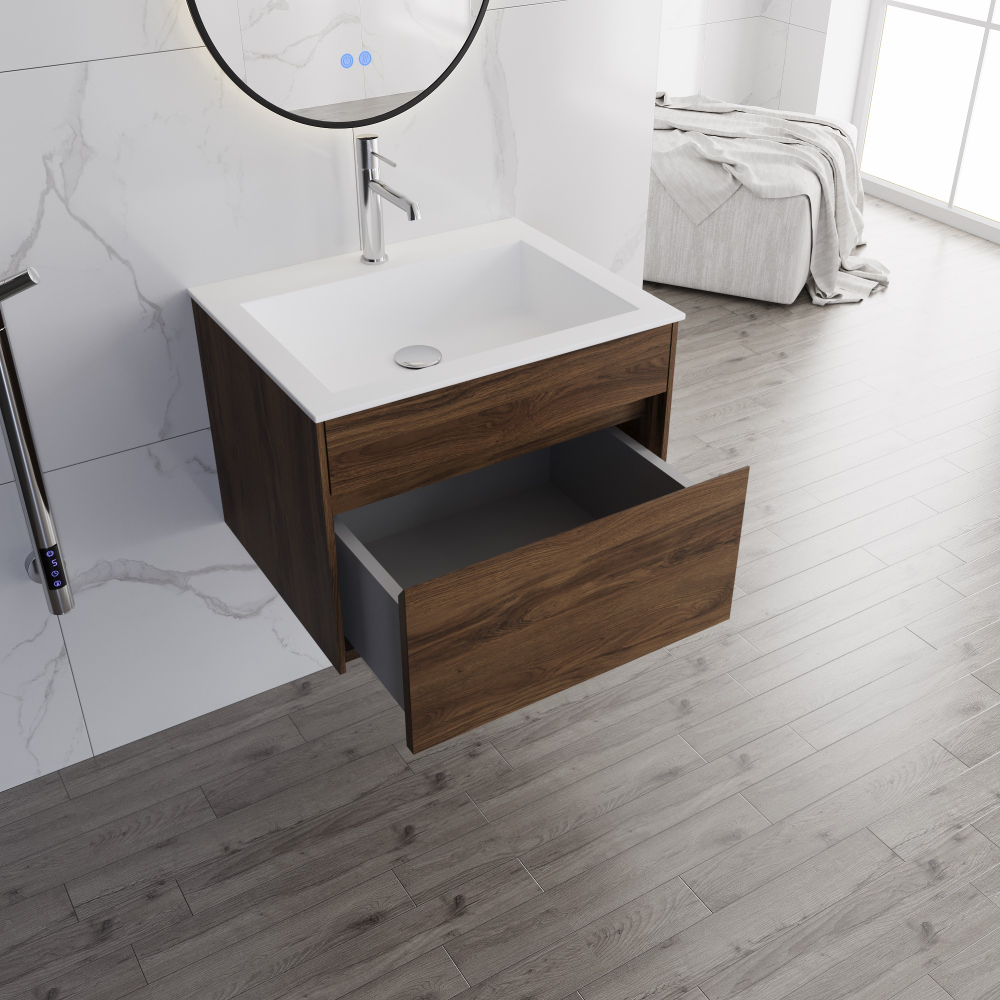 Тумба под раковину Vincea Chiara 600 подвесная, 1 выкатной ящик soft-close, C.Oak