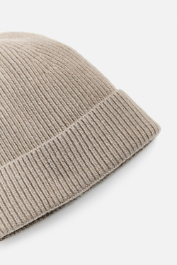 ZARA ШЕРСТЯНАЯ ШАПКА БИНИ, ПЕСОЧНЫЙ