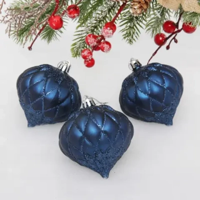 Ёлочные игрушки «Юла» 8 см (набор 3 шт), сапфир