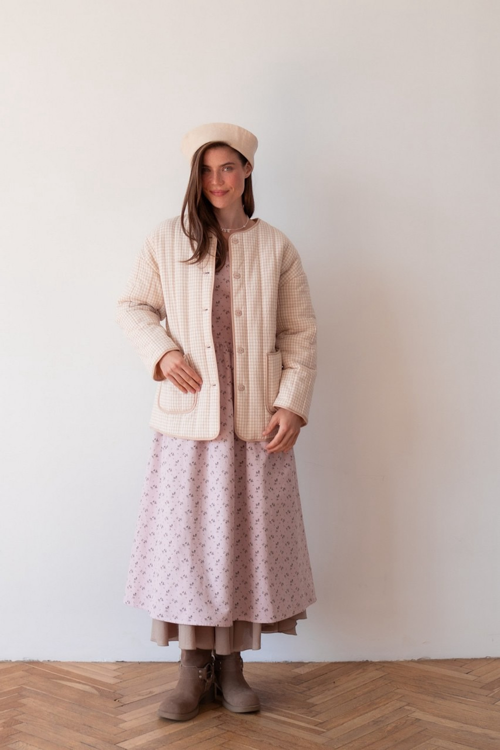 Телогрейка, Бежевый в клетку