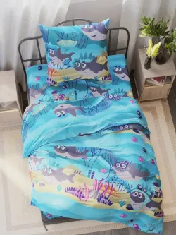 Наволочка комплект 2шт бязь Сказка "Семья Акул" 40x60 см на молнии