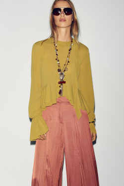 ZARA ЛЕГКИЙ ТОП, ОЛИВКОВЫЙ