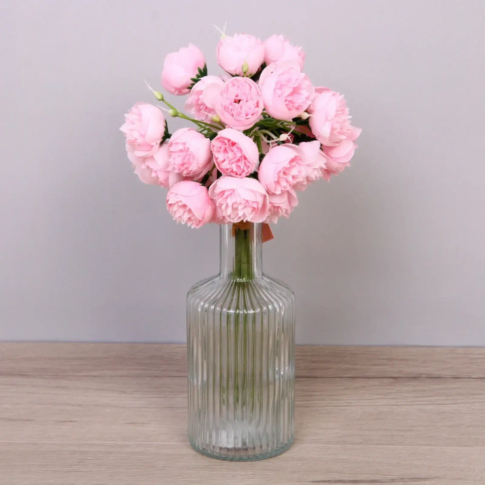 Цветы искусственные «Нежные пионы» букет 9шт 27 голов 30см розовые