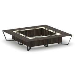 Steel Meet Стол переговорный квадратный KMK-PR.B.SP-20K2 Дуб Мали/Ваниль Глянец/Металл Черный 4000*4