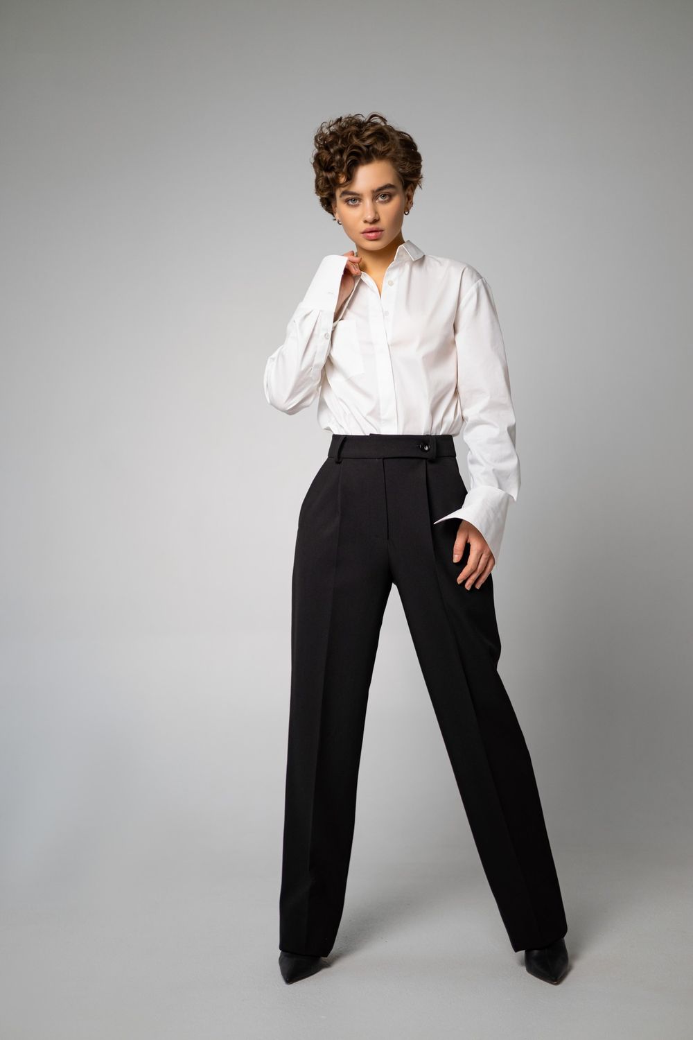 брюки прямые черные высокая посадка