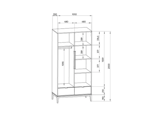 Шкаф Fjord 2-х створчатый (темно-серый)