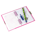 Блокнот в футляре 18 см * 19 см, гребень, Alingar, ламинация, глиттер, замочек, ручка, 42 л., линия, "Яркие розы", малиновый