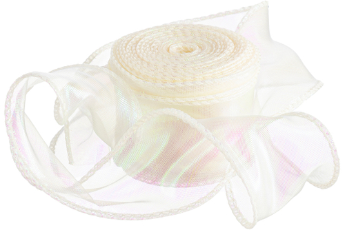 Лента Органза с леской, Кремовый жемчуг, Хамелеон 4 см К