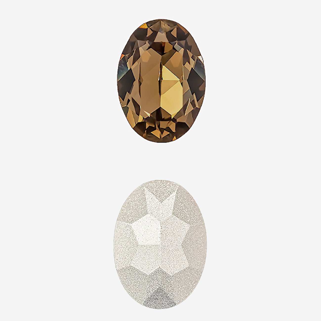 Кристалл Овал (Oval Fancy Stone), оттенок "Светло-дымчатый Топаз"/"Light Smoked Topaz", 14*10мм