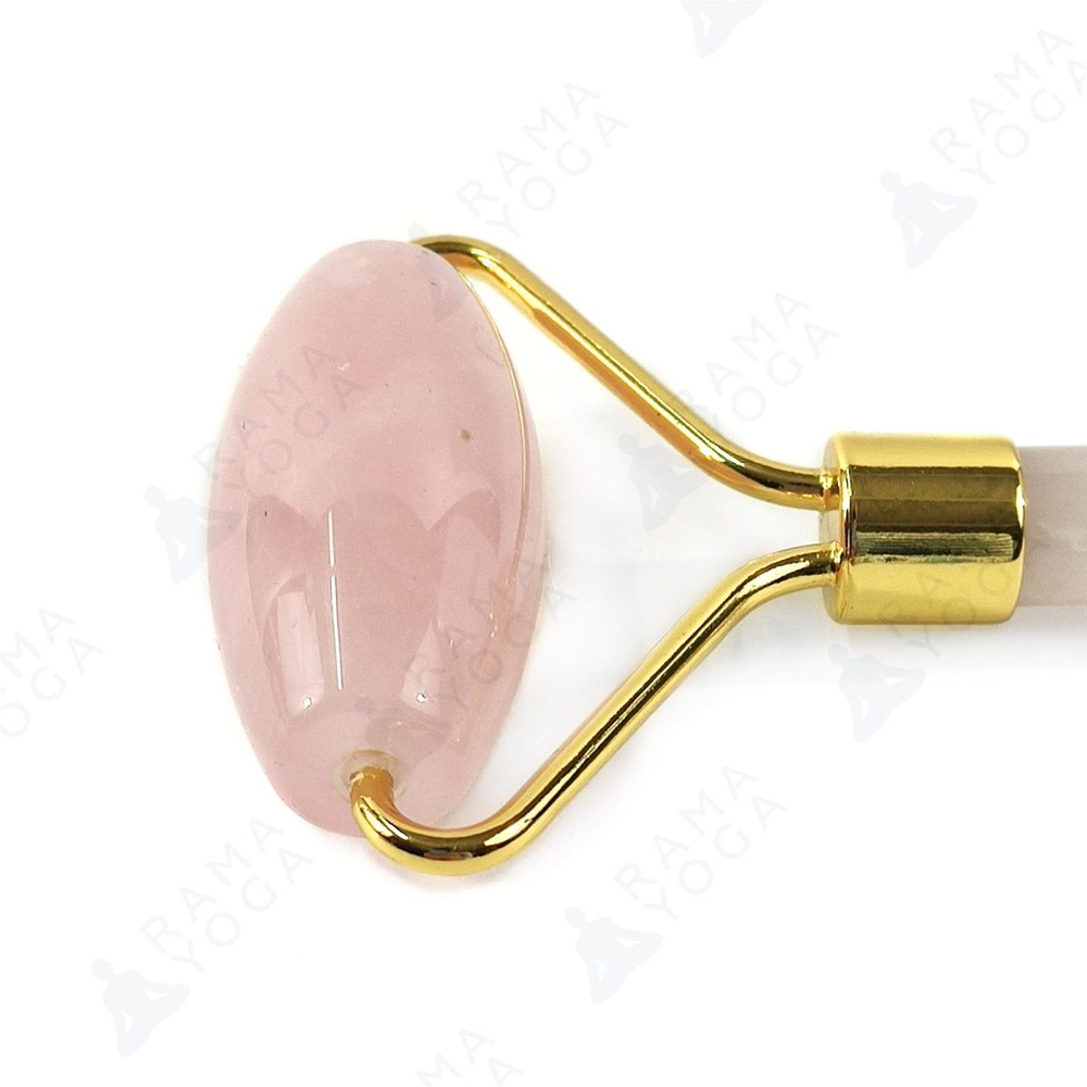 Массажер для лица роликовый из розового стекла