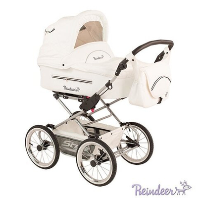 Коляска Reindeer Style Leather Collection 2 в 1 с конвертом, эко-кожа (белый)