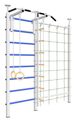 Шведская стенка Sv Sport враспор (Турник стандарт/Канат/Kольца/Лестница/Канатный лаз/Сетка)