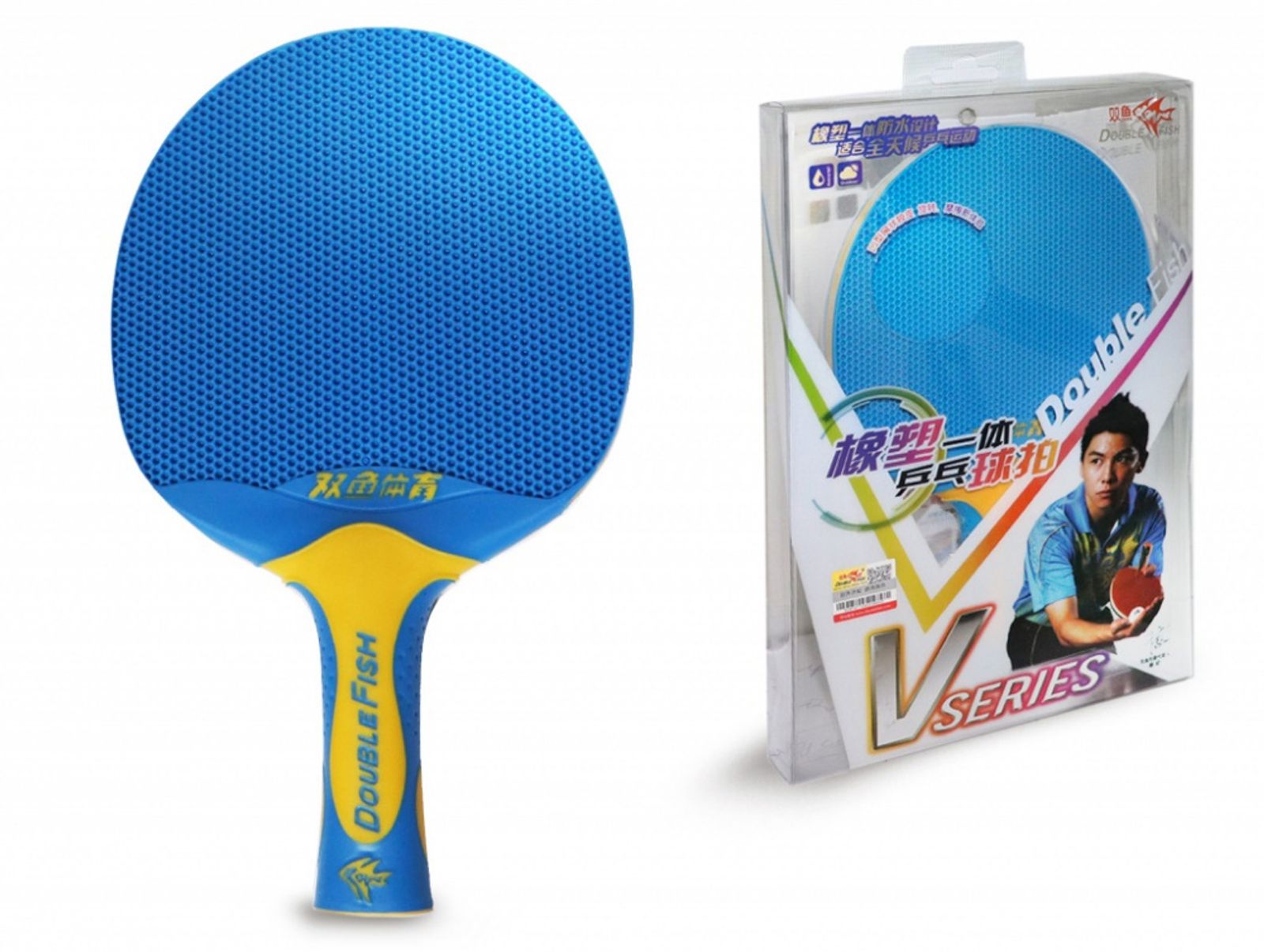 Ракетка для н/т Double Fish V1 series plastic (blue) фото №1