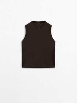 Massimo Dutti Футболка из 100% хлопка без рукавов, жженый