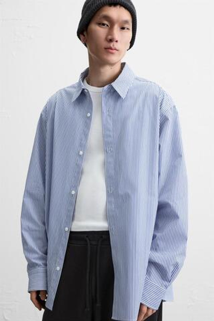 ZARA РУБАШКА В ПОЛОСКУ, СИНИЙ/БЕЛЫЙ