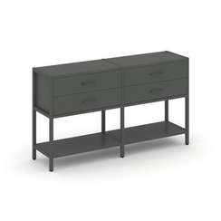 Shelf System Двухсекционный стеллаж двухярусный с ящиками SN.STM-222 Антрацит/Металл Антрацит 1590*4