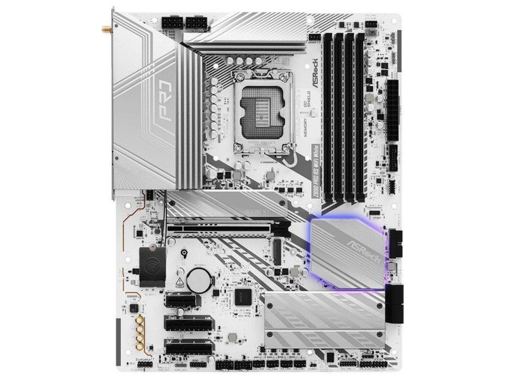 Материнская плата ASRock Z890 Pro Rs Wifi White, Socket LGA 1851, Intel Z890, ATX, RTL