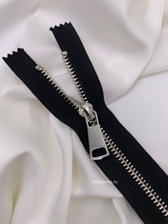 Молния черная серебро  с массивным бегунком